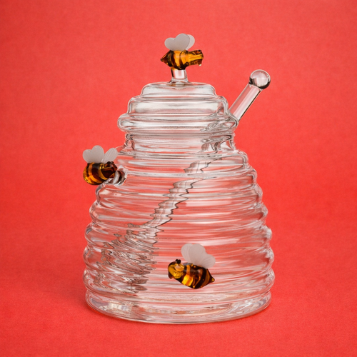 CLAREO - GLASS HONEY JAR
