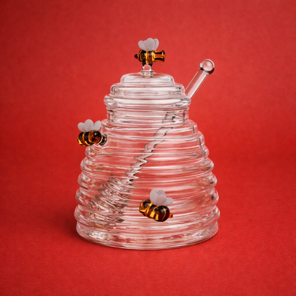 CLAREO - GLASS HONEY JAR
