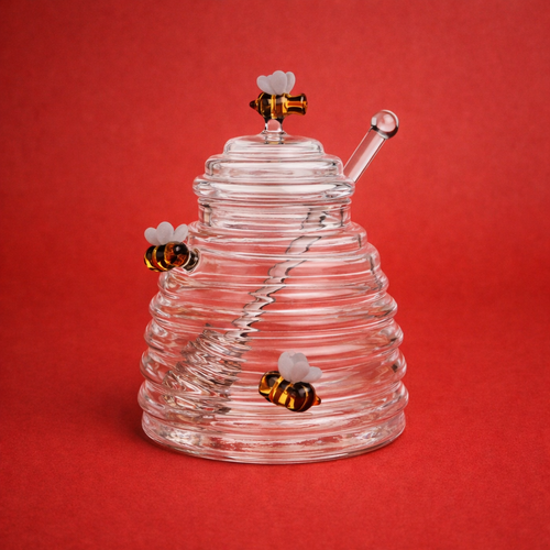 CLAREO - GLASS HONEY JAR